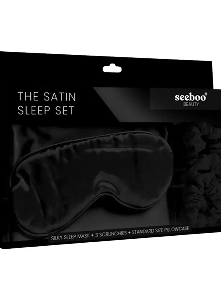Midnight Black | The Satin Sleep Set (5 Pieces)