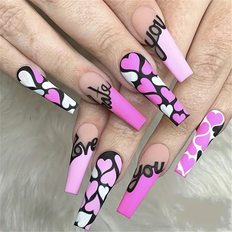 Stunning Love Matte Coffin Nails – Sweet & Cool Perfection!