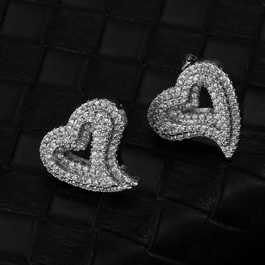 Hollow Heart Bling Earrings & Necklace